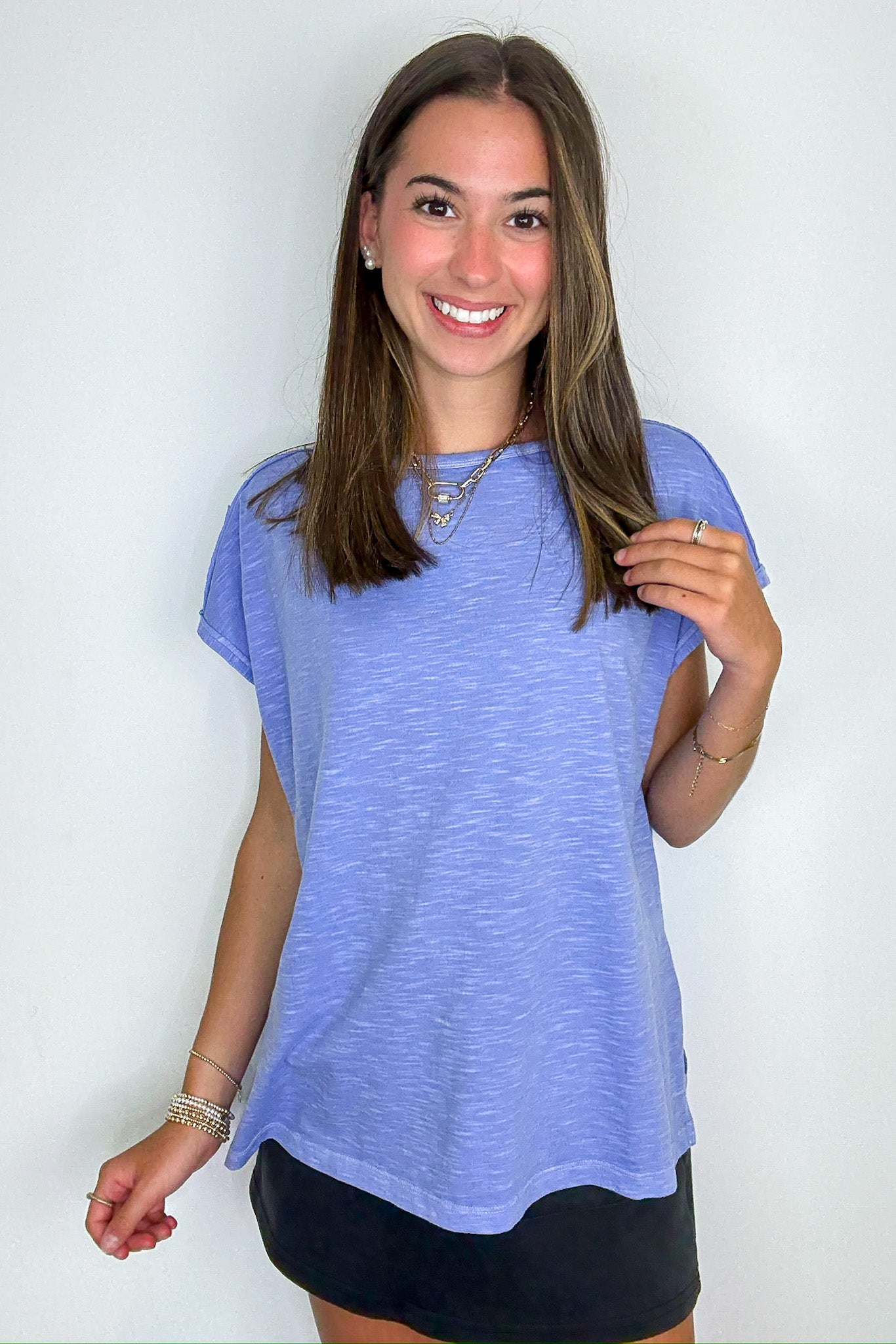Blueberry / S Mineral Mist Relaxed Tee - Madison and Mallory