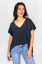 Black / S Mineral Motion V-Neck Top - Madison and Mallory