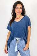Navy / S Mineral Motion V-Neck Top - Madison and Mallory