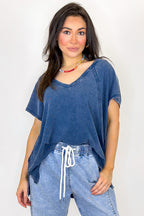 Navy / S Mineral Motion V-Neck Top - Madison and Mallory