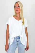Off White / S Mineral Motion V-Neck Top - Madison and Mallory