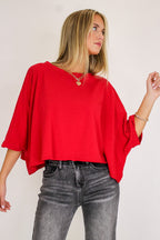 Red / S Minimal Luxe Oversized Boxy Tee - Madison and Mallory