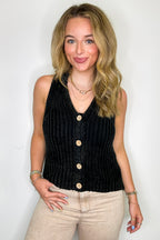 Minimalist Button Front Knit Vest - Madison and Mallory