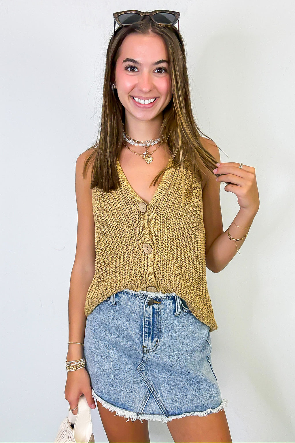 Minimalist Button Front Knit Vest - Madison and Mallory