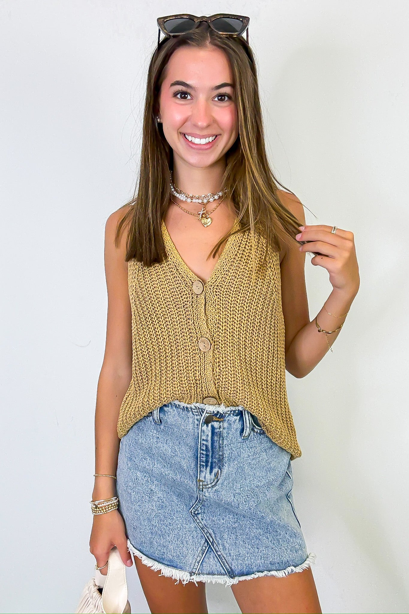 Minimalist Button Front Knit Vest - Madison and Mallory