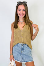 Minimalist Button Front Knit Vest - Madison and Mallory