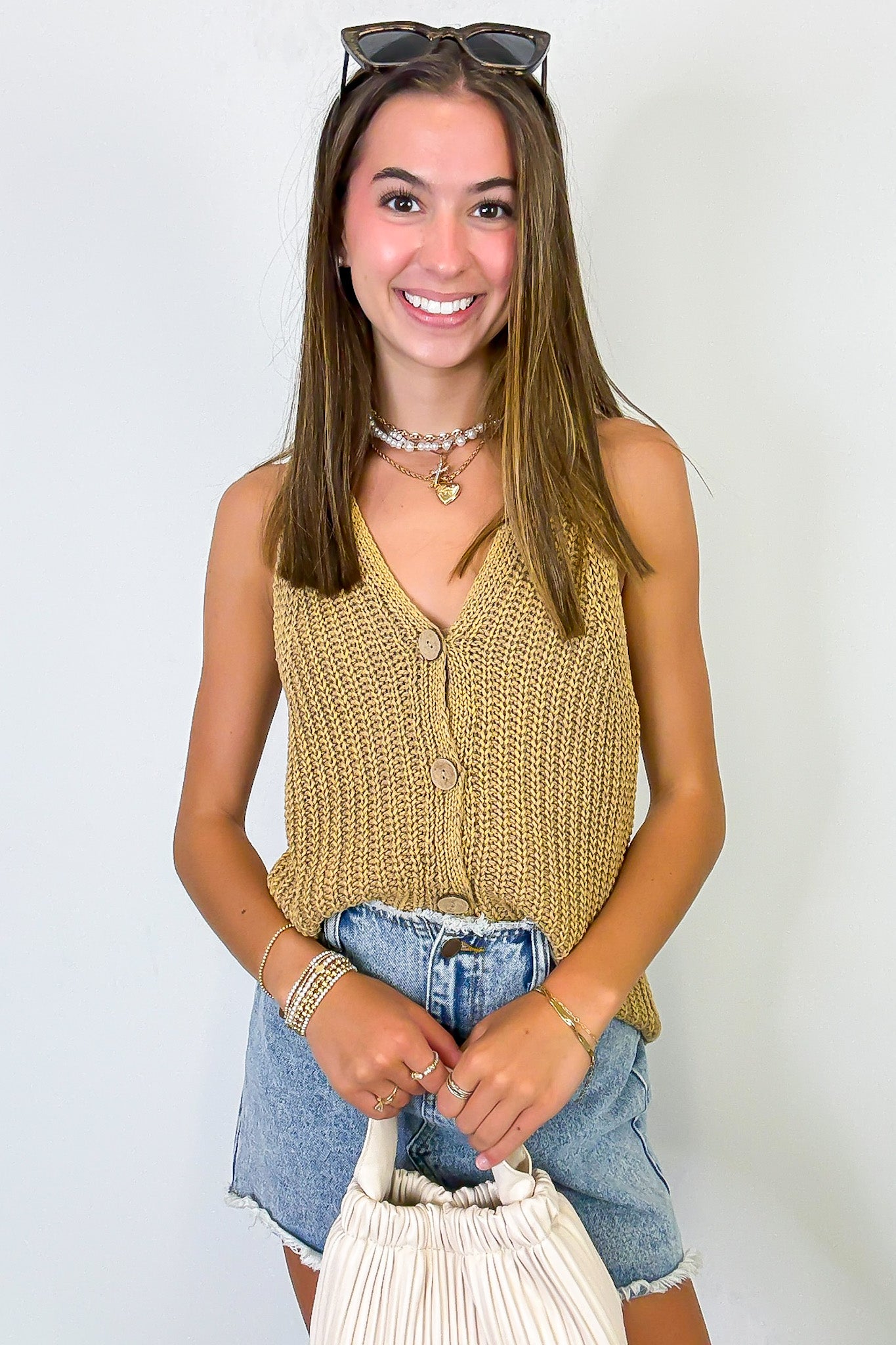Minimalist Button Front Knit Vest - Madison and Mallory
