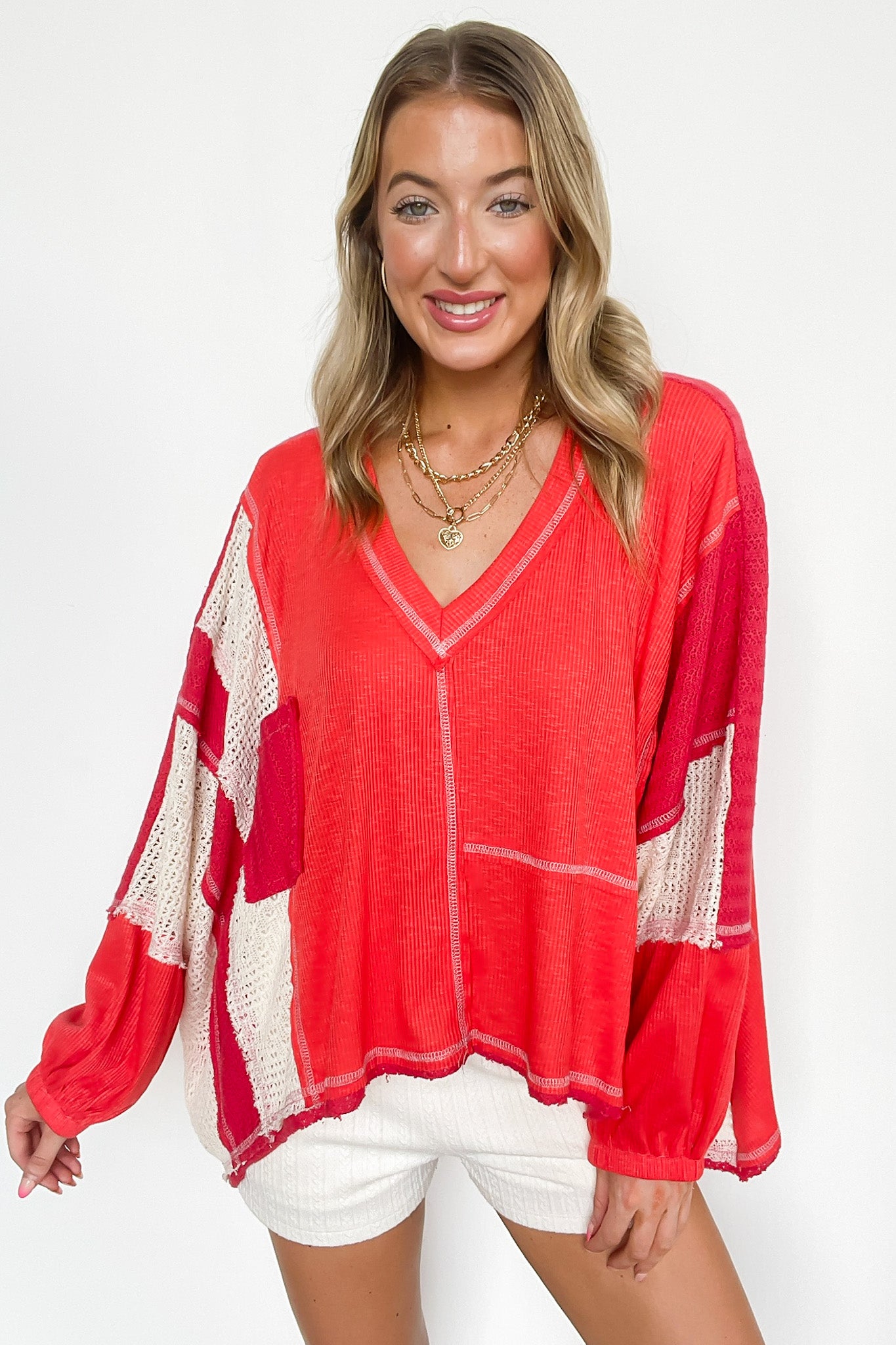 Miranda Crochet Patch Pocket Relaxed Top - Madison and Mallory