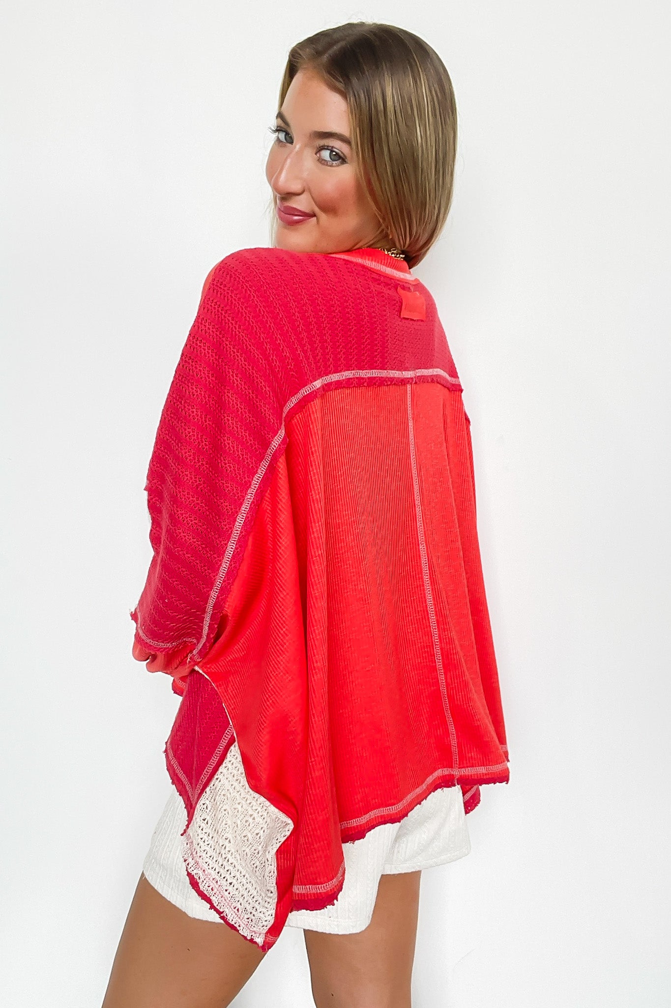 Miranda Crochet Patch Pocket Relaxed Top - Madison and Mallory