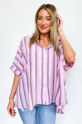 Pink / SM Mirina Oversized Striped Button Down Top - BACK IN STOCK - Madison and Mallory