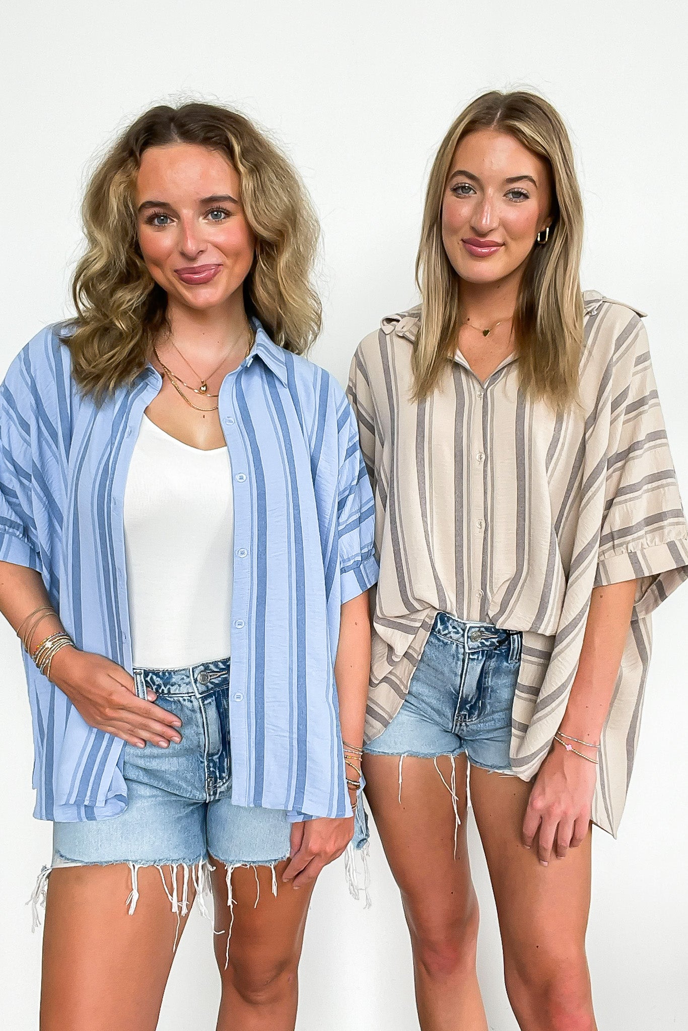 Mirina Oversized Striped Button Down Top - BACK IN STOCK - Madison and Mallory