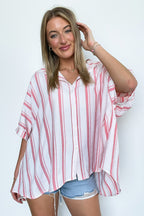 Mirina Oversized Striped Button Down Top - BACK IN STOCK - Madison and Mallory