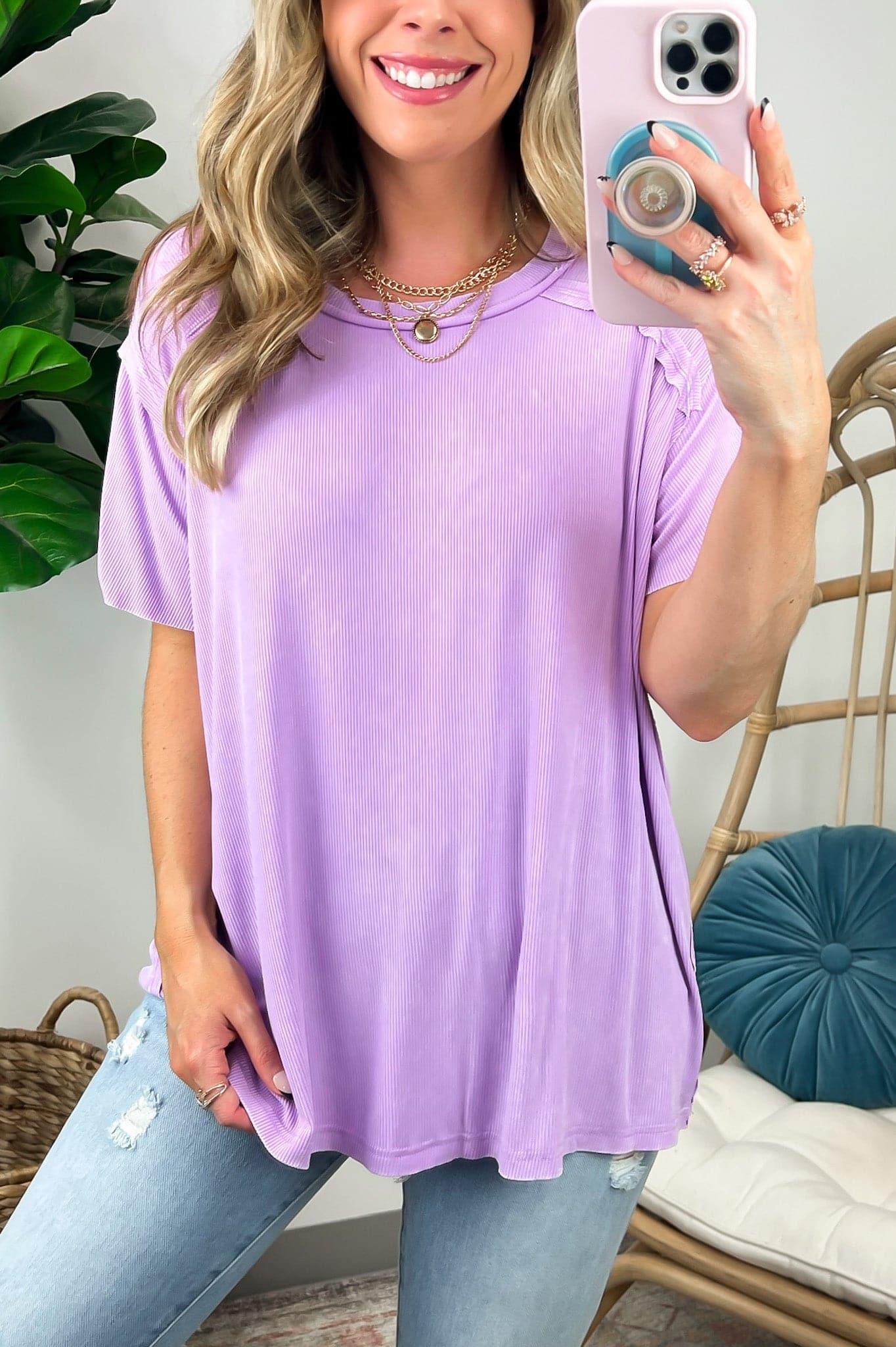 Bright Lavender / SM Mirissa Mineral Washed Boat Neck Top - BACK IN STOCK - Madison and Mallory