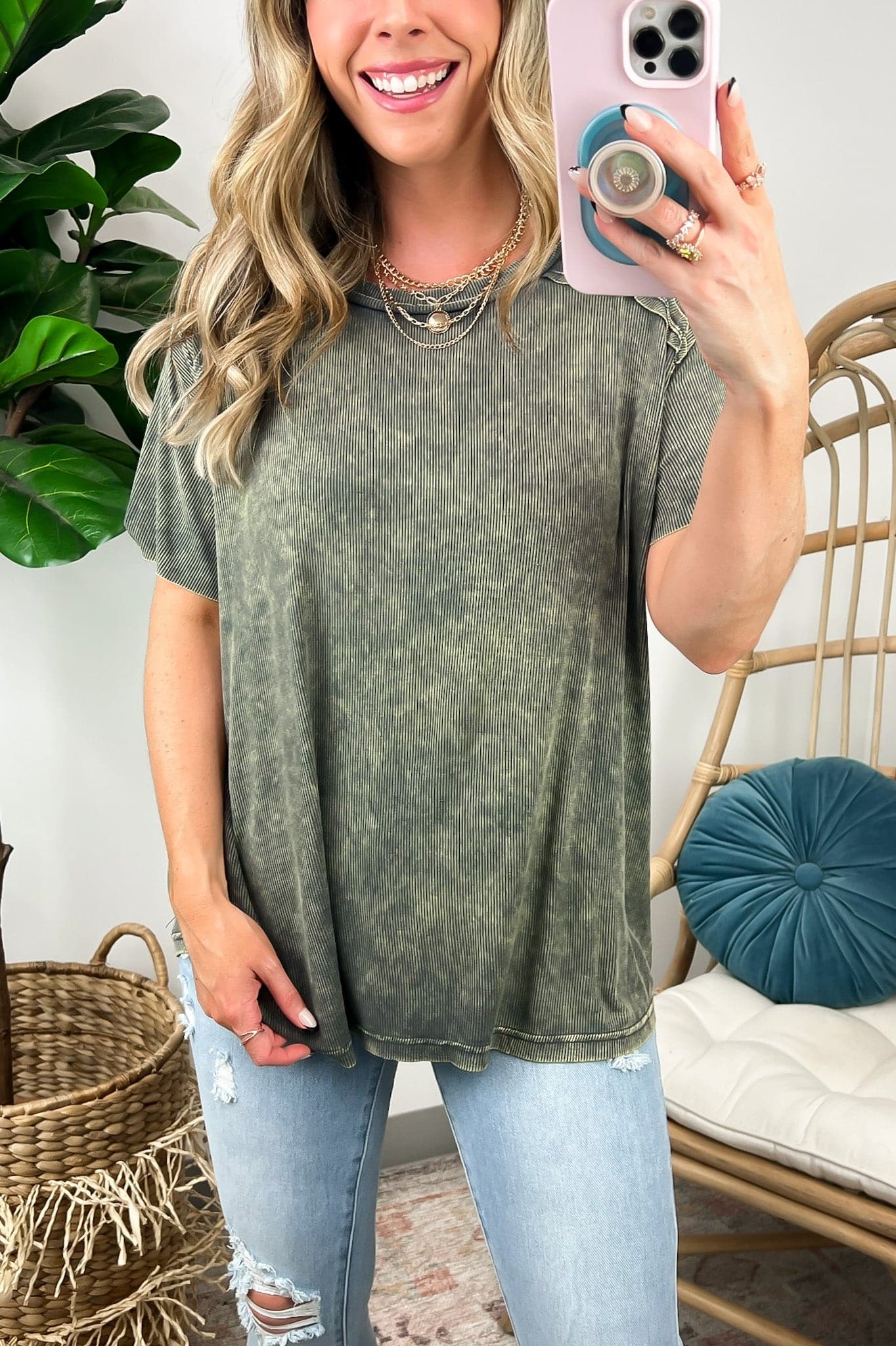 Ash Gray / SM Mirissa Mineral Washed Boat Neck Top - BACK IN STOCK - Madison and Mallory