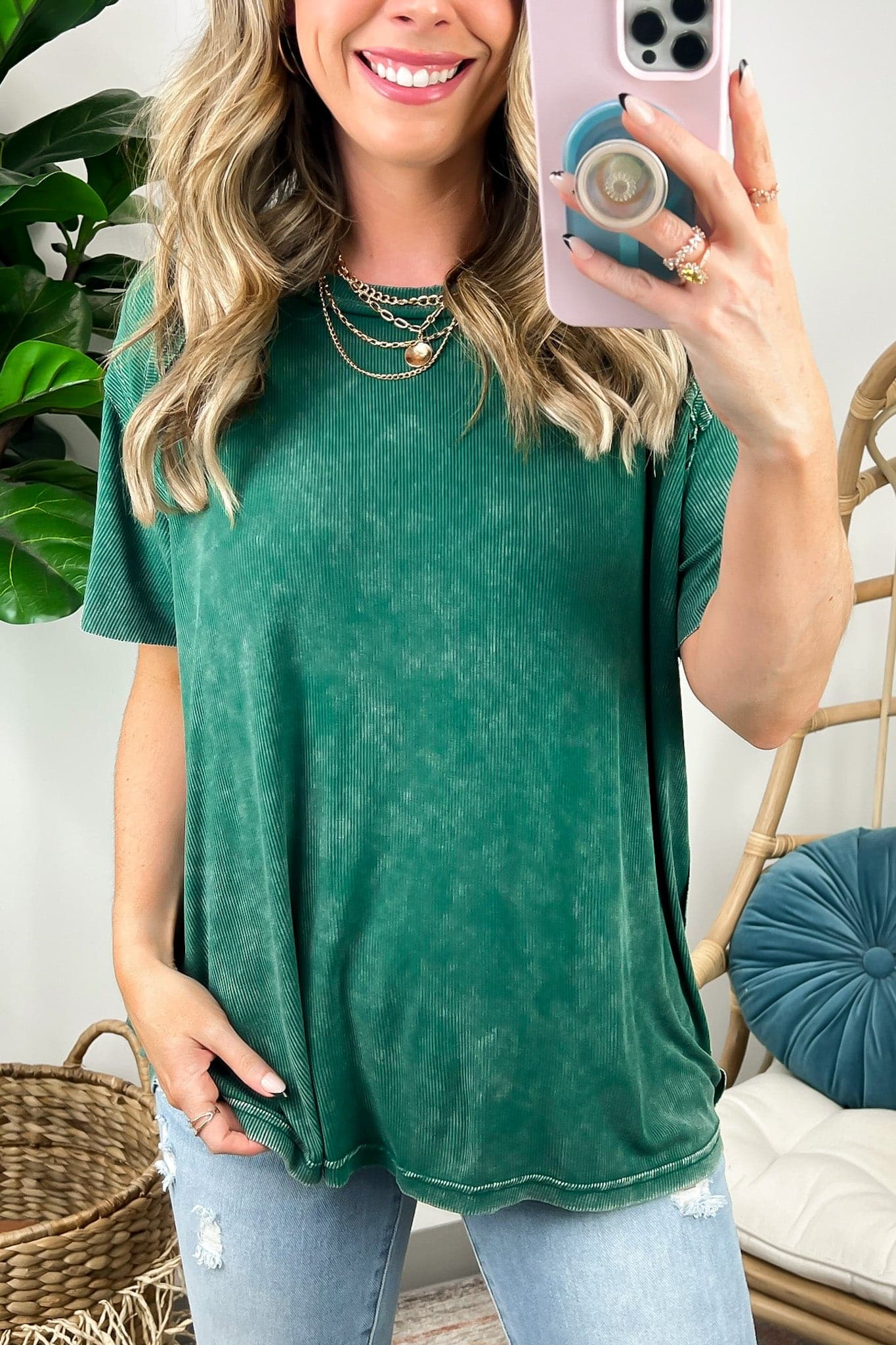 Dark Green / SM Mirissa Mineral Washed Boat Neck Top - BACK IN STOCK - Madison and Mallory