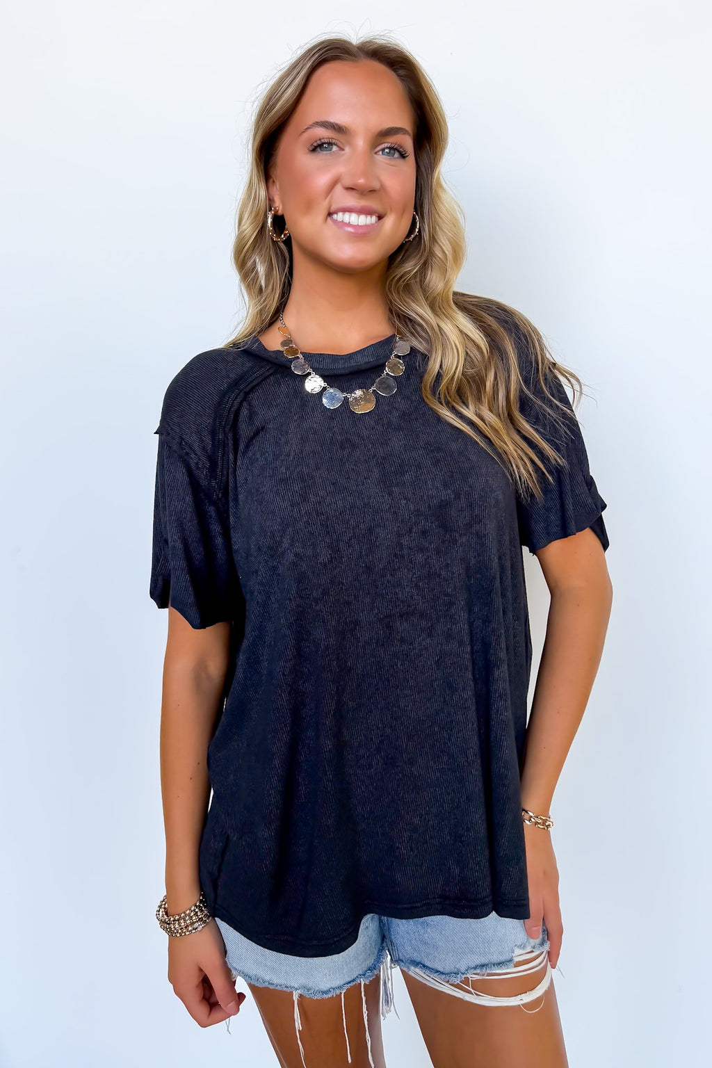 Black / SM Mirissa Mineral Washed Boat Neck Top - BACK IN STOCK - Madison and Mallory