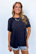 Black / SM Mirissa Mineral Washed Boat Neck Top - BACK IN STOCK - Madison and Mallory
