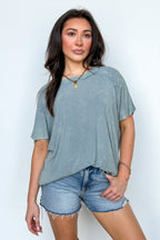 Mirissa Mineral Washed Boat Neck Top - Madison and Mallory