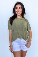Mirissa Mineral Washed Boat Neck Top - BACK IN STOCK