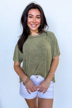 Mirissa Mineral Washed Boat Neck Top - BACK IN STOCK