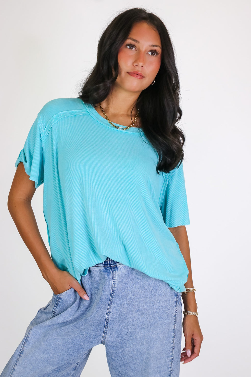 Mirissa Mineral Washed Boat Neck Top