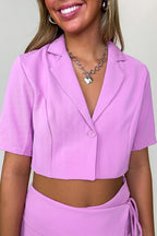 Miss Punctuality Short Sleeve Collar Button Top - Madison and Mallory