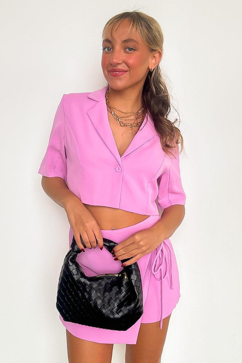 Miss Punctuality Short Sleeve Collar Button Top