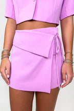 S / Bubblegum Miss Punctuality Wrap Skort - Madison and Mallory