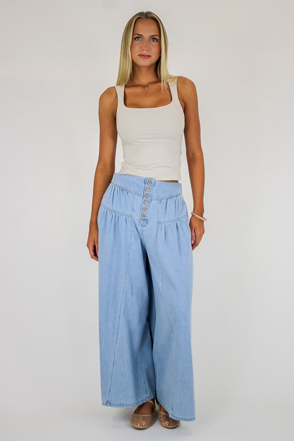 Mode Flow Button Fly Slouchy Culottes - Madison and Mallory