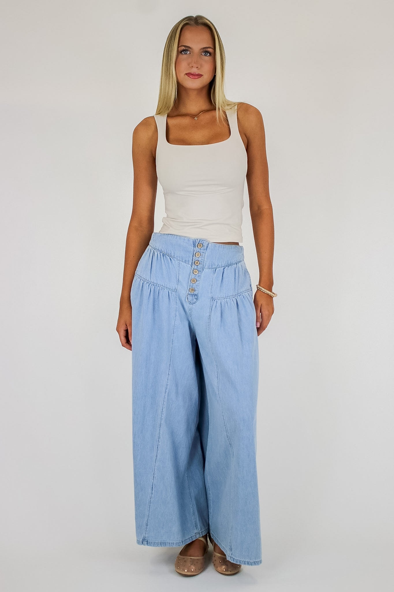 Mode Flow Button Fly Slouchy Culottes - Madison and Mallory