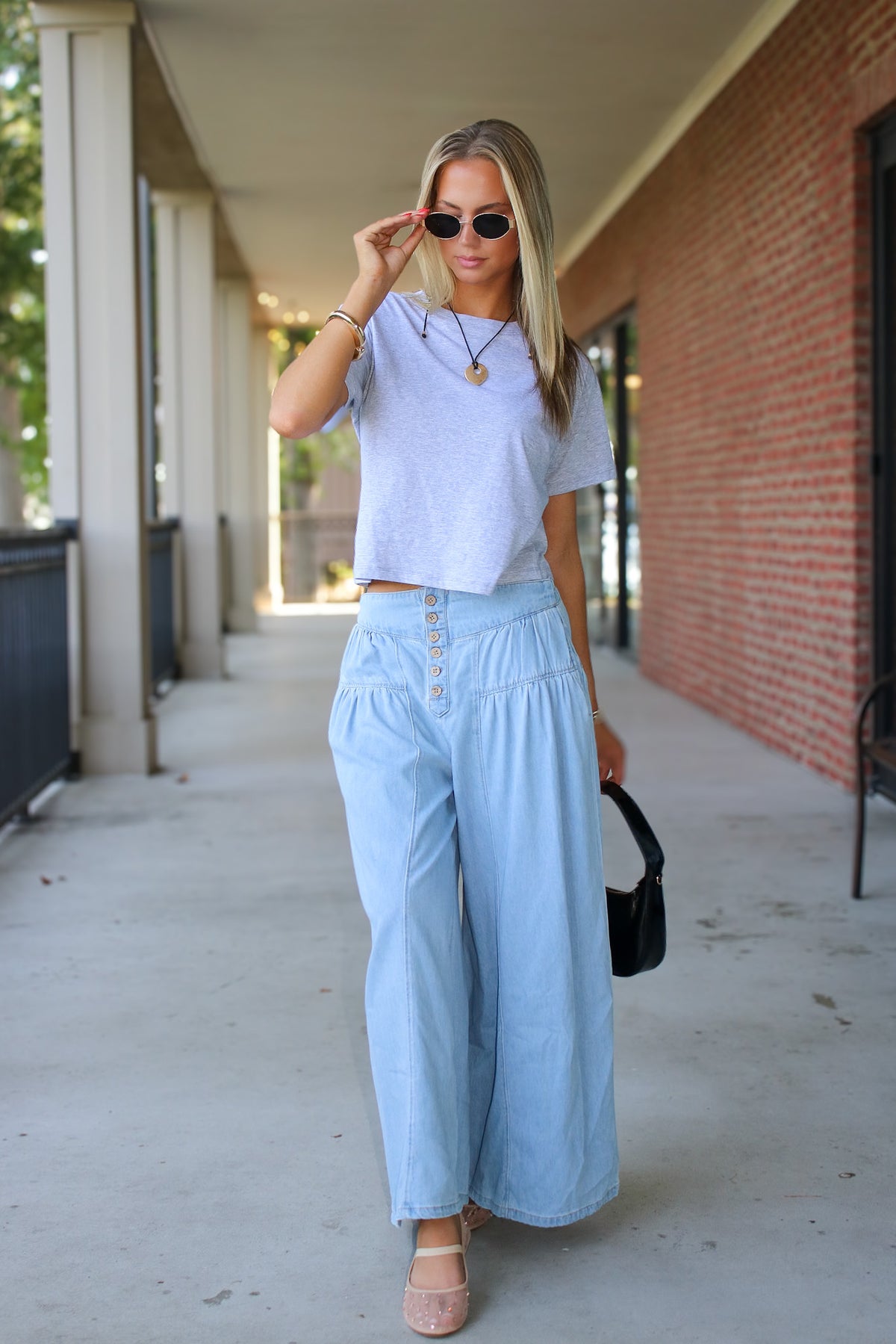 Mode Flow Button Fly Slouchy Culottes - Madison and Mallory