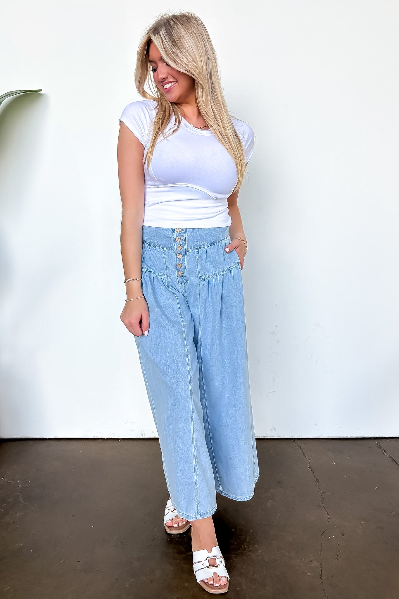 Mode Flow Button Fly Slouchy Culottes - Madison and Mallory