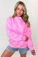 Bubblegum / S Modern Ease Mock Neck Pullover - Madison and Mallory
