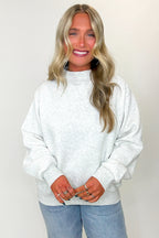 Heather White / S Modern Ease Mock Neck Pullover - Madison and Mallory