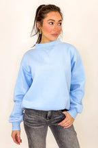 Baby Blue / S Modern Ease Mock Neck Pullover - Madison and Mallory