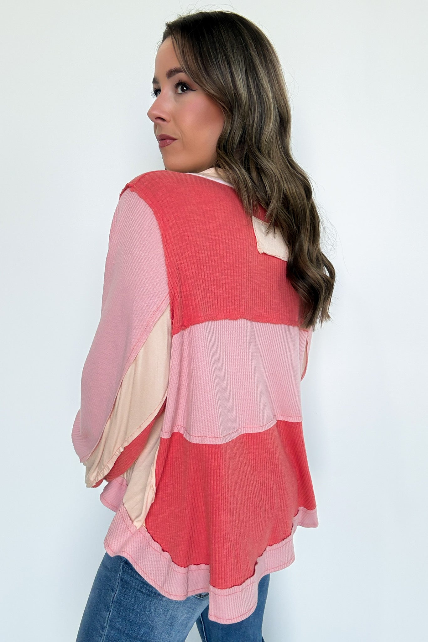  Moirah Color Block Collared Top - Madison and Mallory