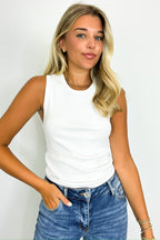 White / S Monikah Ribbed Knit Tank Top - FINAL SALE - Madison and Mallory