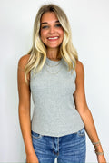 Heather Gray / S Monikah Ribbed Knit Tank Top - FINAL SALE - Madison and Mallory