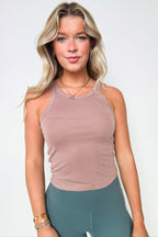 Almond / S Morie Knit Solid Sleeveless Tank Top - FINAL SALE - Madison and Mallory