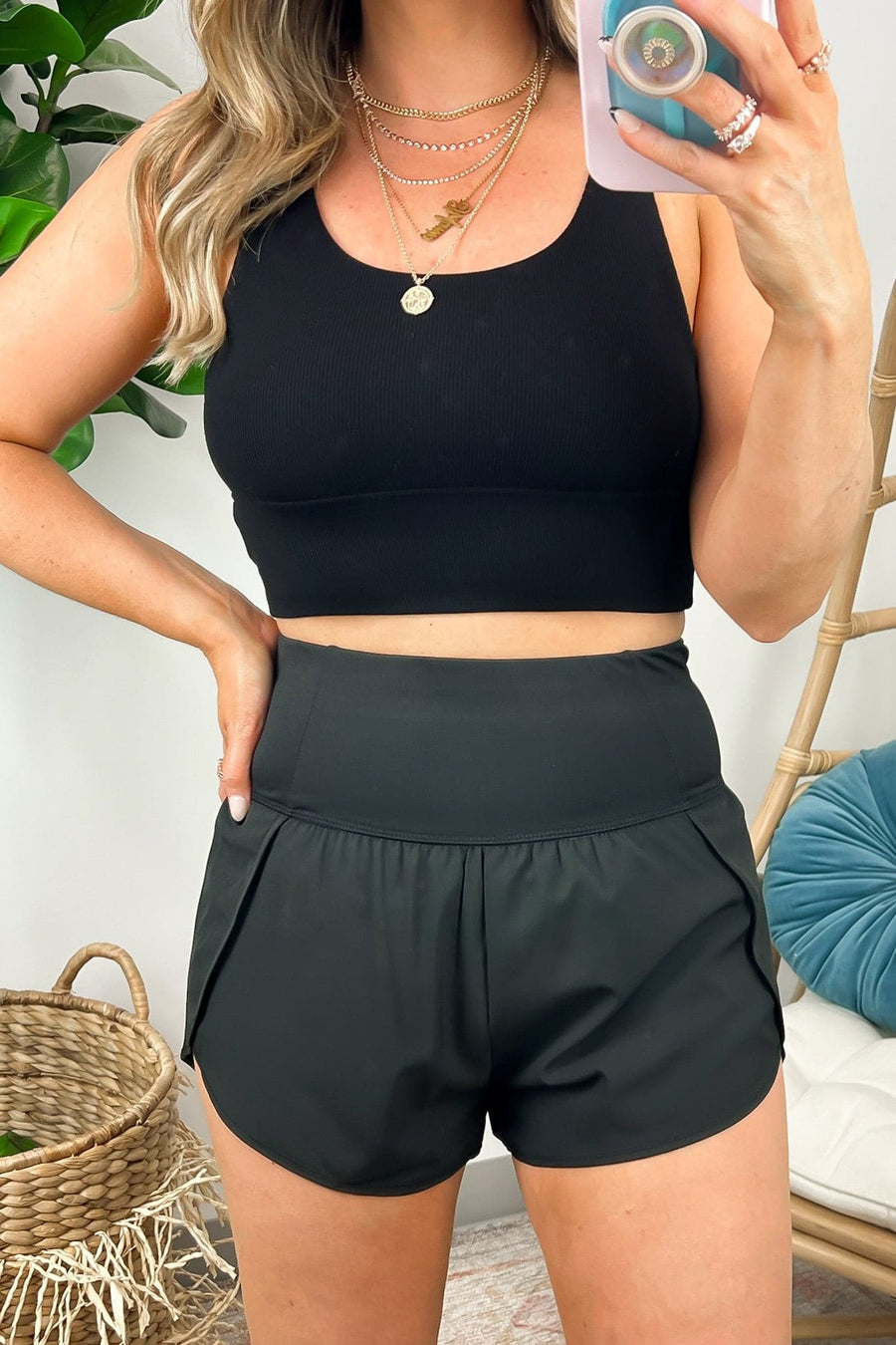 Black / S Move With You High Waist Shorts - FINAL SALE - Madison and Mallory