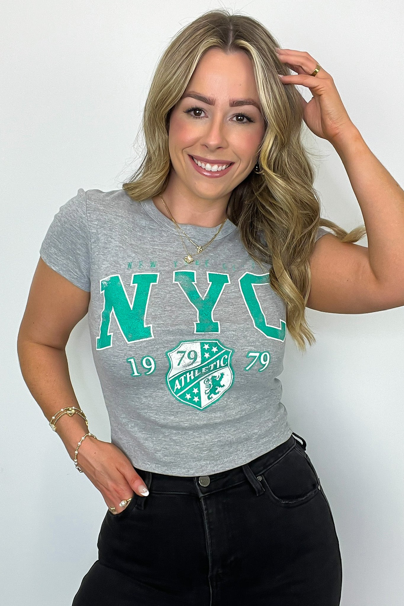 S / Heather Gray NYC Athletic Graphic Tee - Madison and Mallory