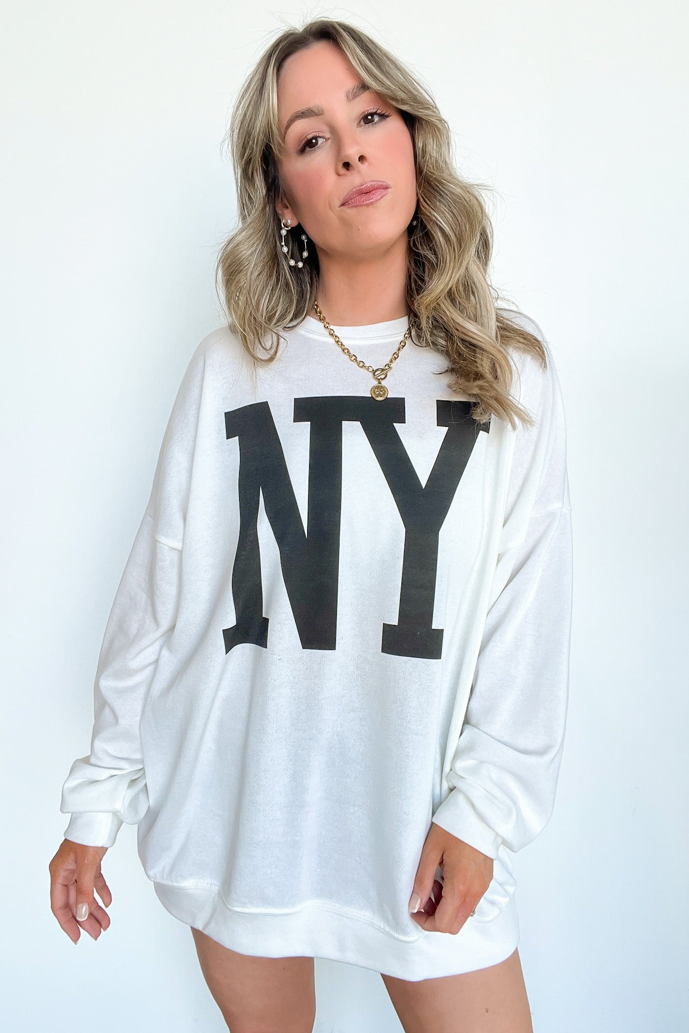 NY Oversized Graphic Sweatshirt - Madison and Mallory