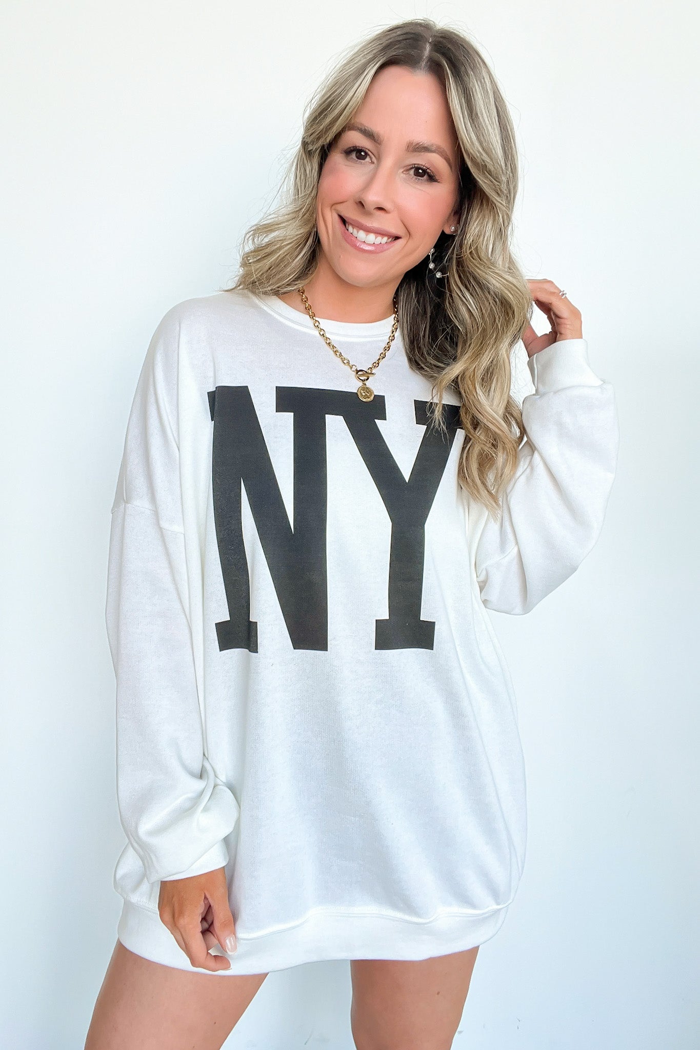  NY Oversized Graphic Sweatshirt - Madison and Mallory