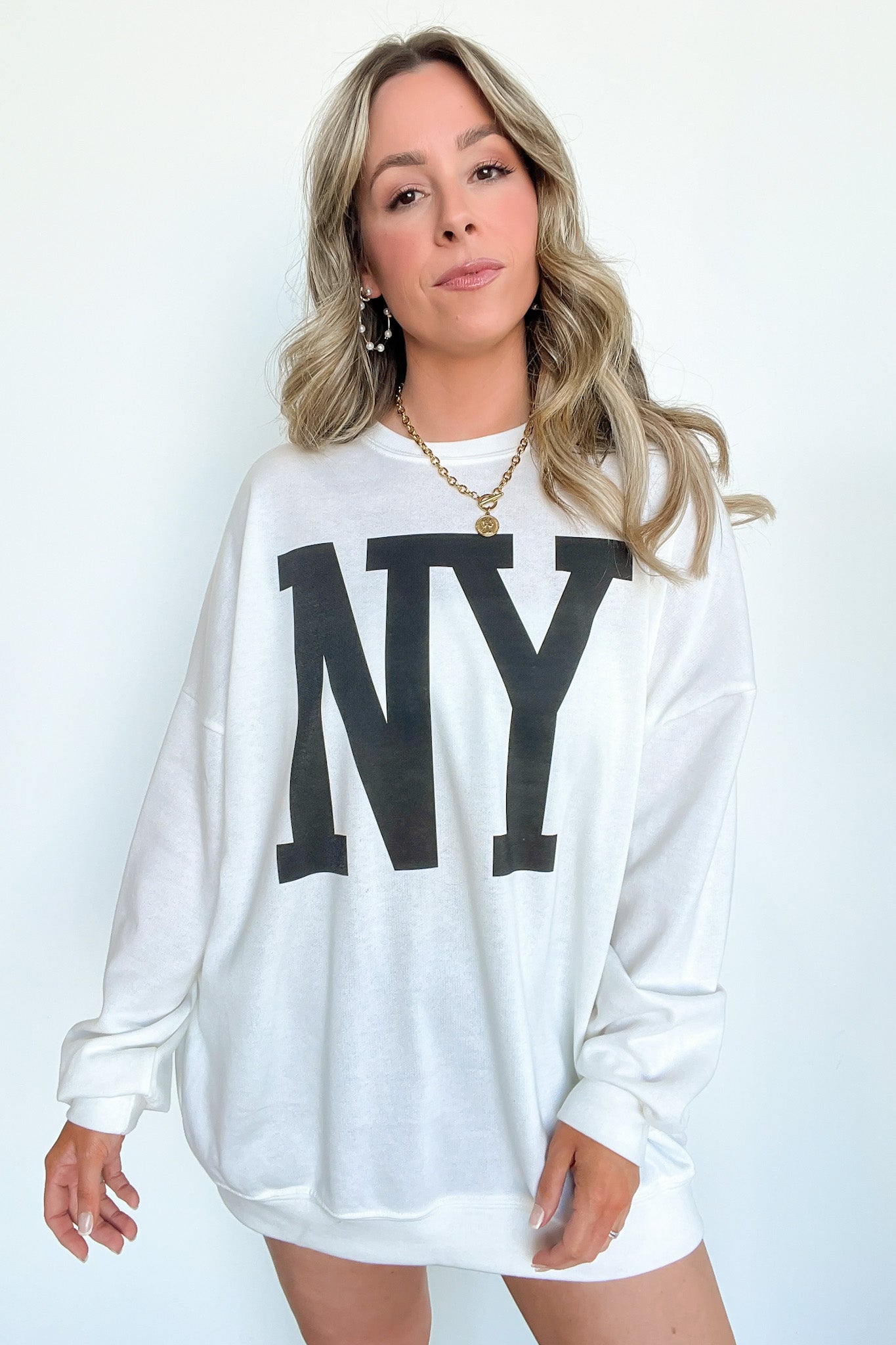 SM / Off White NY Oversized Graphic Sweatshirt - Madison and Mallory