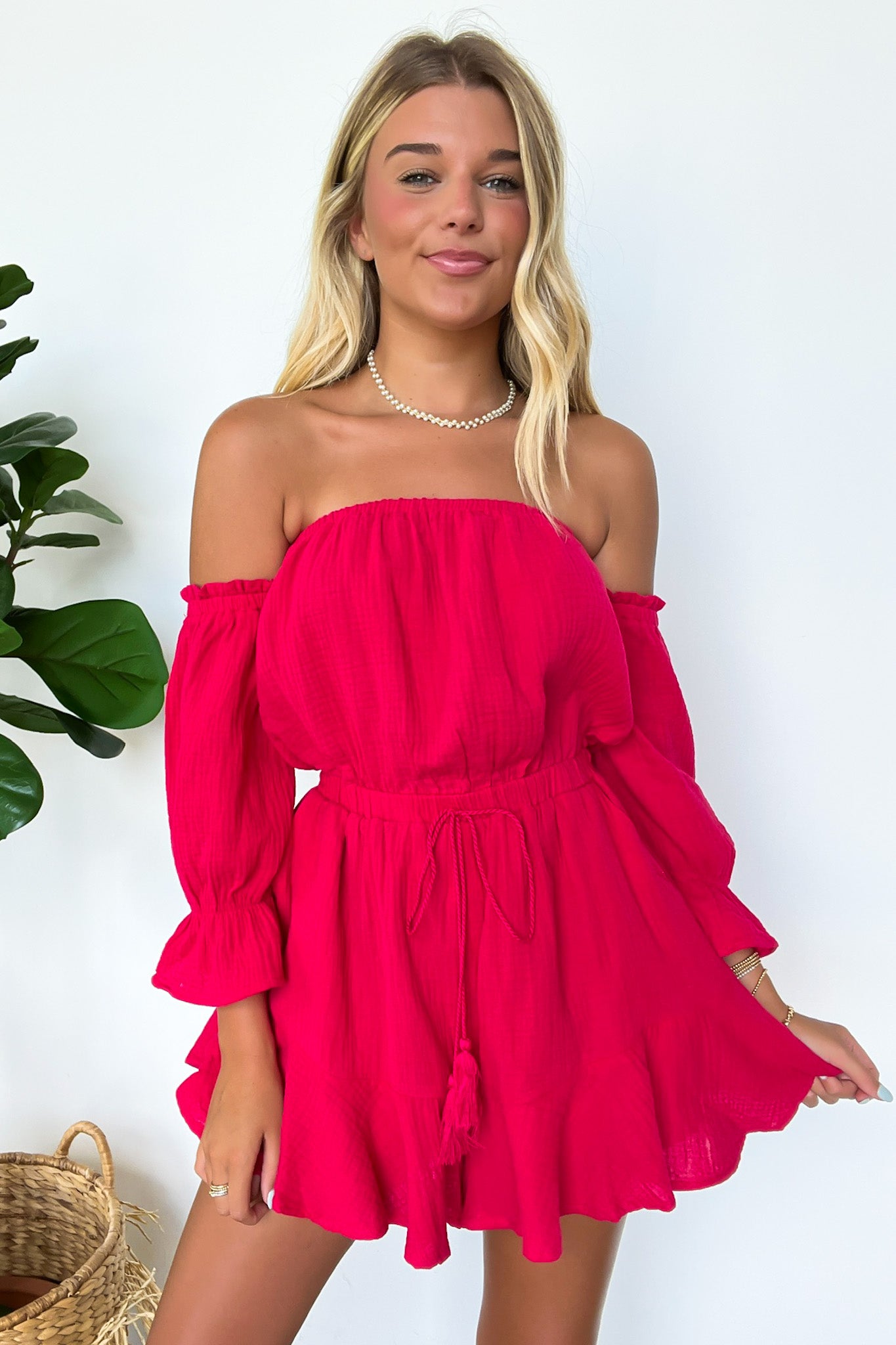  Naomie Bubble Sleeve Off Shoulder Romper - Madison and Mallory