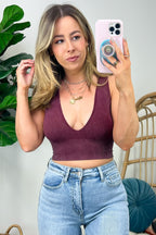 Nayomi Mineral Wash V-Neck Seamless Bra Top - FINAL SALE - Madison and Mallory