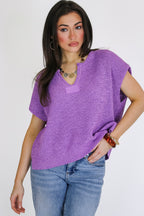 Necessary Charm V-Neck Side Slit Knit Top - Madison and Mallory