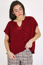 Necessary Charm V-Neck Side Slit Knit Top - Madison and Mallory