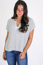 Necessary Charm V-Neck Side Slit Knit Top - Madison and Mallory