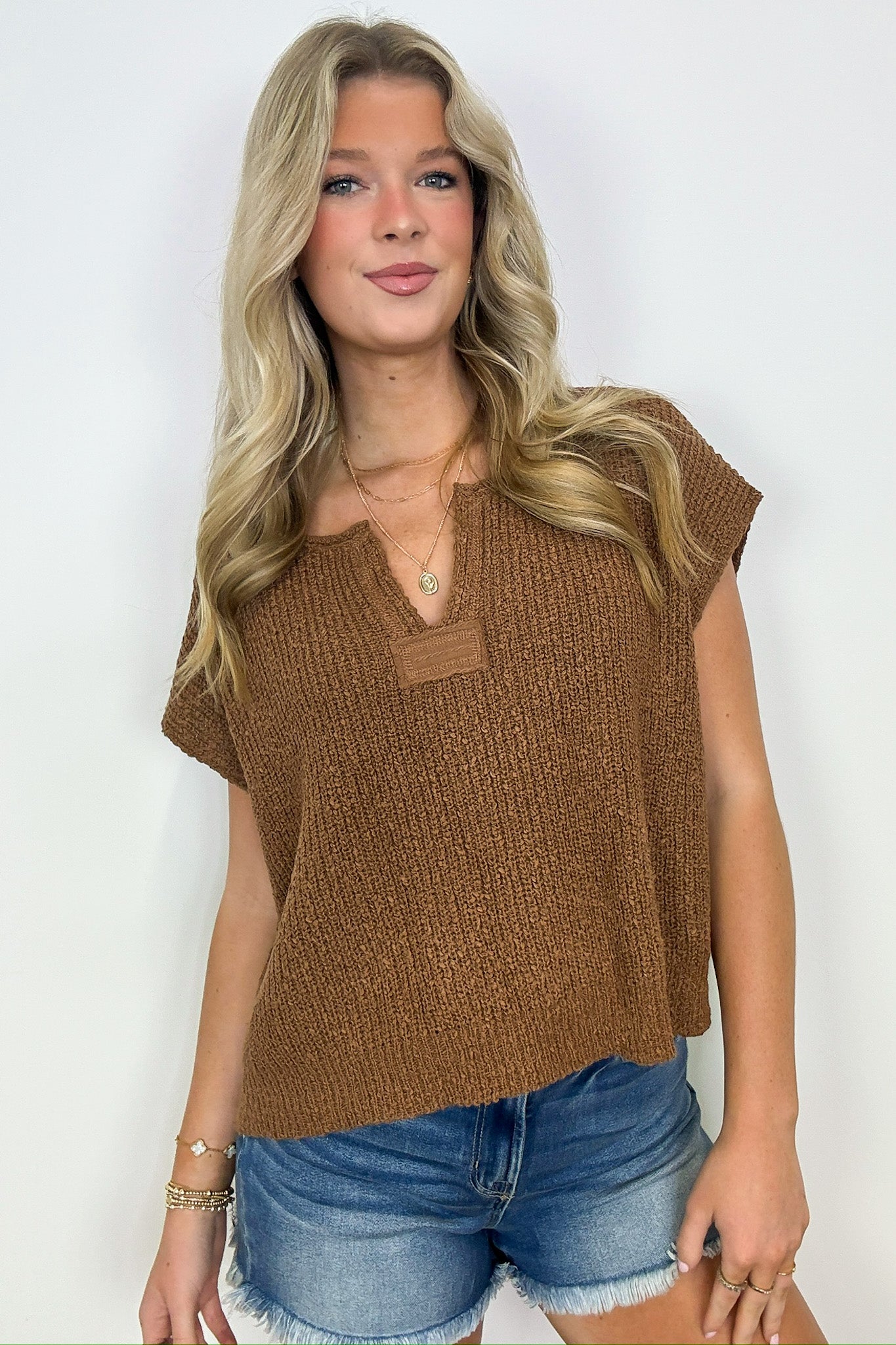 Necessary Charm V-Neck Side Slit Knit Top - BACK IN STOCK